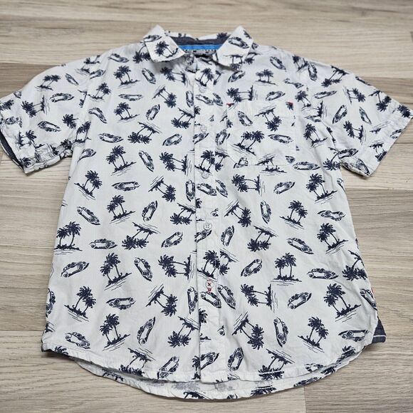 PAPER DENIM & CLOTH Boys White Beach Palm Tree Button Front Shirt Size 5 - Picture 3 of 6